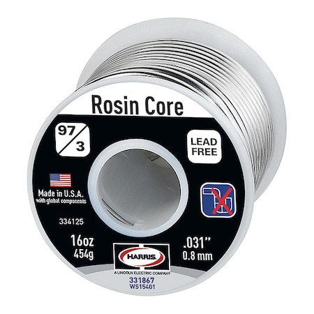Rosin Core Solder,Dia 0.031 In,1lb