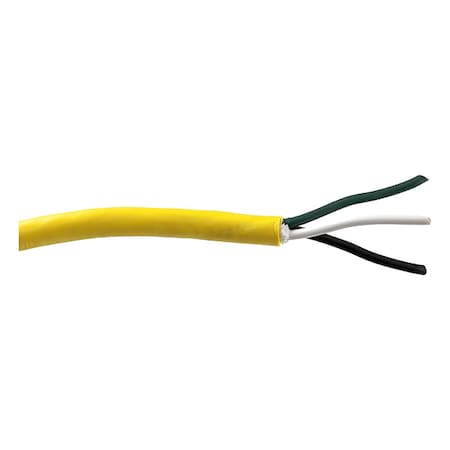 Portable Cord, SJTOW, 12 AWG, 3 C, Yellow, PVC, Stranded, 300V, Indoor/Outdoor, 25 ft
