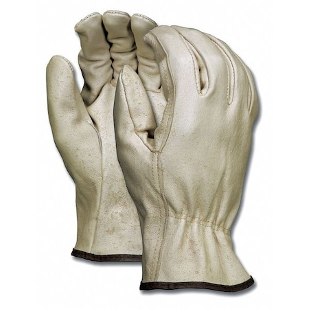 Leather Drivers Gloves, Slip-On, Straight Thumb, Gunn Cut, Beige, 2XL 12 PK