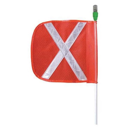Warning Whip with Reflective X Flag, White Whip, Orange Flag