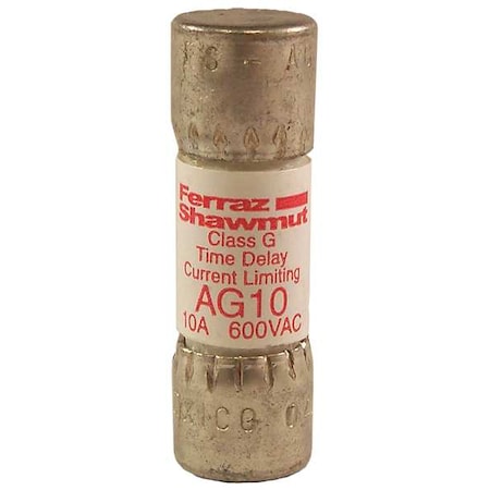 UL Class Fuse, G Class, Time-Delay, 10A, 600V AC, Non-Indicating