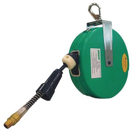 Spring Return Hose Reel, 1/4 in Hose Diameter, 20 ft Length, 200 psi Max. Pressure, Brass, Green