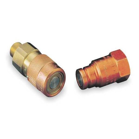 Hydraulic Quick Connect Hose Coupling, Steel Body, Push-to-Connect Lock, 3/8"-18 Thread Size
