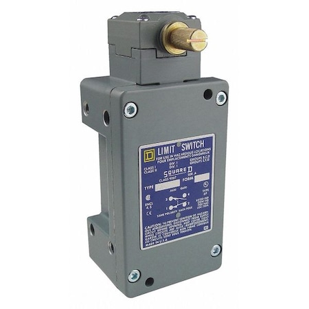 Hazardous Location Limit Switch, No Lever, Rotary, 1NC/1NO, 10A at 600V AC, Actuator Location: Side