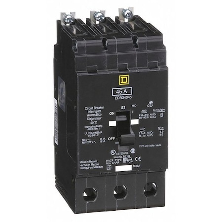 Miniature Circuit Breaker, E FRAME Series, 45A, 3 Pole, 277/480V AC, 25kA at 120V AC
