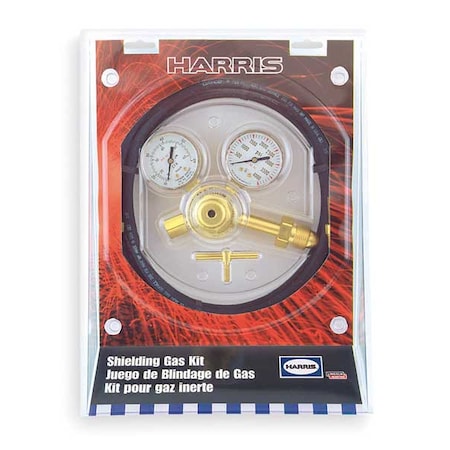 Flow Gauge Regulator and Hose Kit, Argon, Single Stage, 0.965"-14 Inlet, 5/8 in Outlet