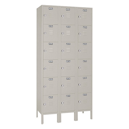Wardrobe Locker, 36 in W, 12 in D, 78 in H, (3) Wide, (6) Tier
