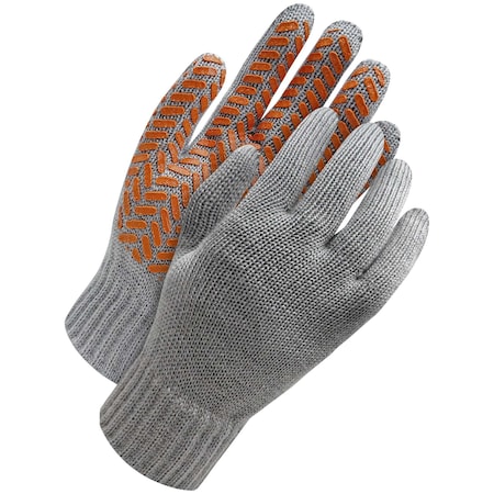 Wool/Acrylic Cold Weather Gloves, PVC Grip Palm, Gray, L