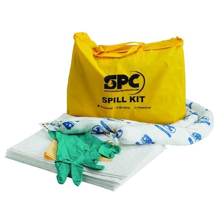 Spill Kit, 5 gal Volume Absorbed per Kit, Bag, Yellow