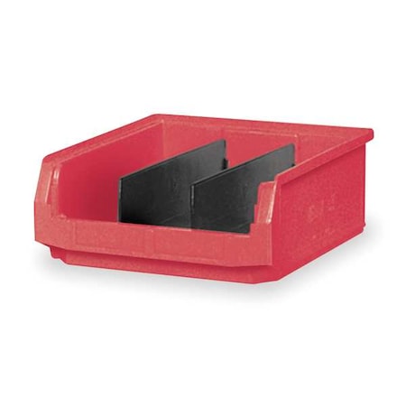 Storage Bin, Polyethylene, Red, 5 7/8 in H, 12 3/8 in W, 19 3/4 in L