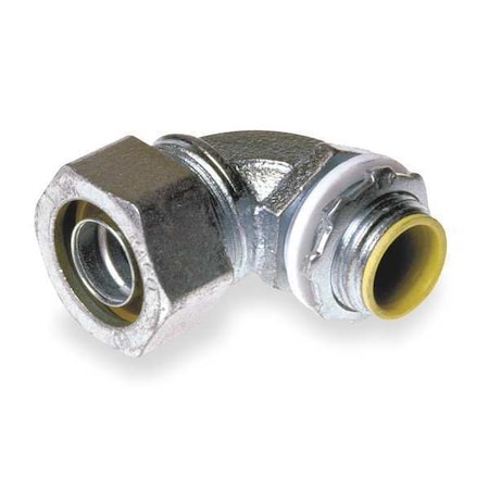 Conduit Fitting Connector, 4 in, Liquid-Tight, Steel, Electro Zinc Plated, Gray