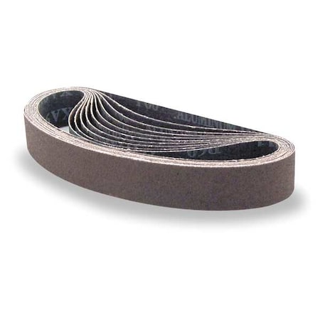 Sanding Belt, 1 1/8 in W, 21 in L, Coated, Aluminum Oxide, 60 Grit, Medium, AO/X GP, Brown