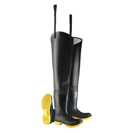 Hip Wader, PVC Upper, Polyblend Outsole, Steel Toe, 16 in Boot Height, Defined Heel Heel, Size 12 D