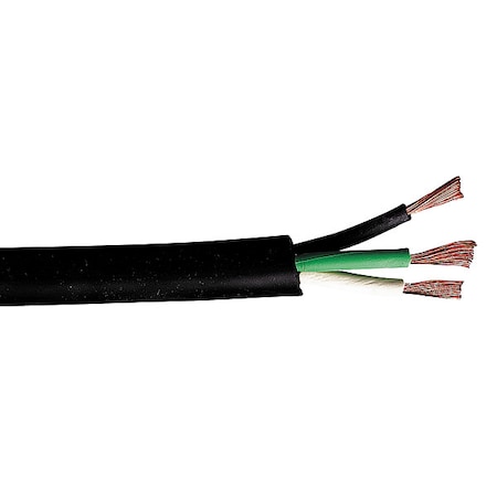 Portable Cord, SJOOW, 12 AWG, 3 C, Black, EPDM Rubber, Stranded, 300V, Indoor/Outdoor, 250 ft