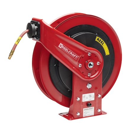 Spring Return Hose Reel, 1/2 in Hose Diameter, 50 ft Length, 300 psi Max. Pressure, Black, Red