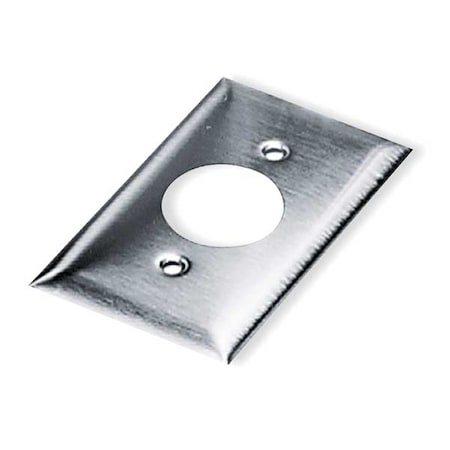 Single Receptacle Wall Plates and Box Cover, Number of Gangs: 1 Stainless Steel, Brushed Finish