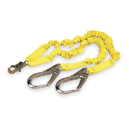 ShockWave(TM)2 Shock Absorbing Lanyard, 4-1/2 to 6 ft. Length, Snap Hook, Aluminum, 2 Leg(s)