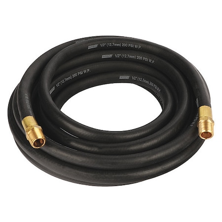 1/2" x 25 ft EPDM Coupled Multipurpose Air Hose 200 psi BK