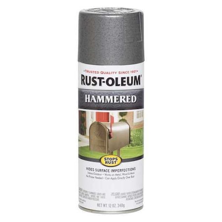 Spray Paint, Gray, Hammered, Solvent, 12 oz.