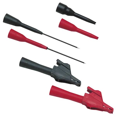 Test Probe Adapter Kit, CAT III 300V, 2mm Pin Tip Jack, Black, Red