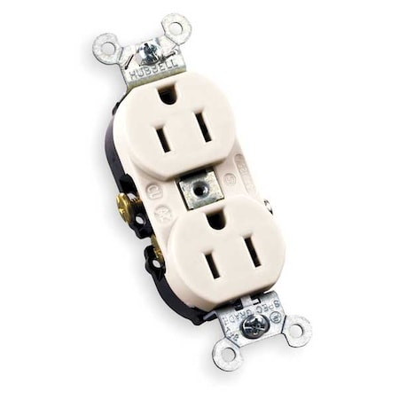 Straight Blade Receptacle, 5-15R, 15 A, 125V AC, 2 Pole, 3 Wire, Flush Mount, Grounded