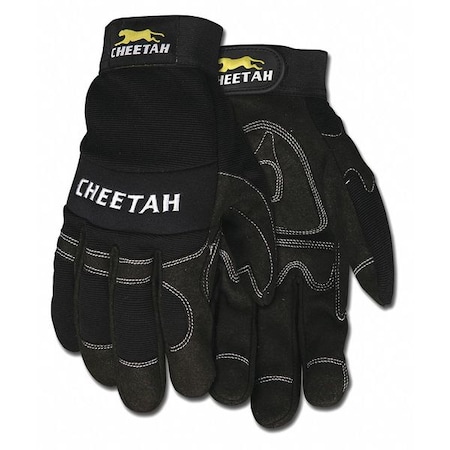 MCR Safety Multi-Task Mechanics Gloves, Synthetic Leather Palm, Spandex Back, 2XL, Black