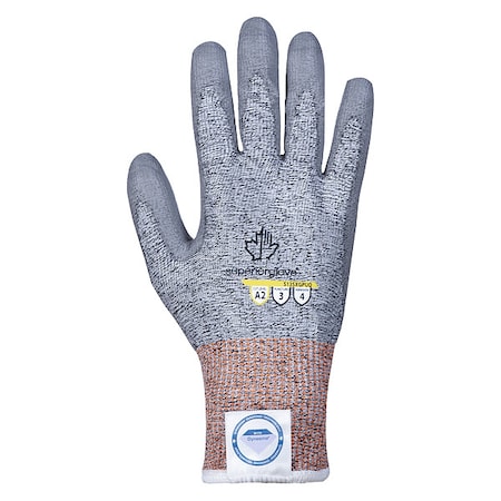 Cut-Resistant Gloves, Cut Level A2 ,Dipped ,Polyurethane ,Smooth ,10 1 PR