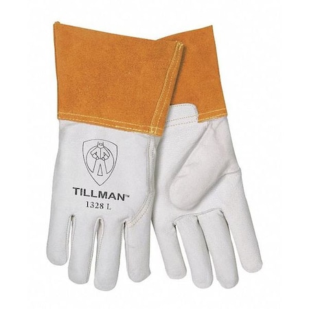 1328 Welding Gloves, Straight Cuff, Straight Thumb, Premium Goatskin, S, 1 PR