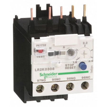 Overload Relay, 1NC/1NO, 1.8 A Min current, 2.6 A Max current, 690V AC