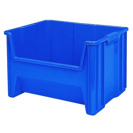 Stacking Bin, 15-1/4 in L x 19-7/8 in W x 12-1/2 in H, Blue, 75 lb Load Capacity