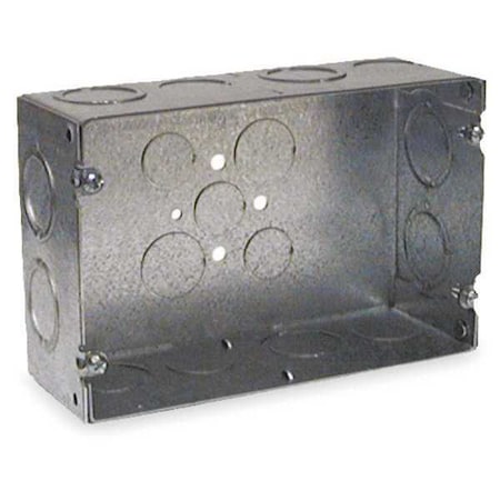 Electrical Box, 70 cu in, Gang Box Type, 2 Gangs, Galvanized Steel, Rectangular Shape