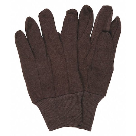 Knit Gloves, Aluminum, Plastic, None Uncoated, Brown, L, 12 PK