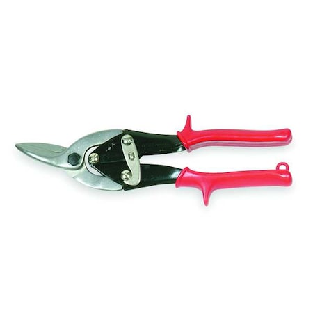 Metal Cutting Snip, Left, 9-3/4 in Length, 1-1/4 in Cutting Length, 18 ga Steel, Soft Grip Handle
