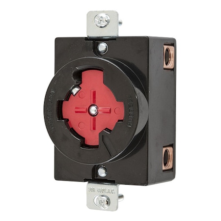 Locking Receptacle, Non-NEMA, 30 A, 480V AC, Three Phase, 3 Pole, Flush Mount, Screw Terminals, Red