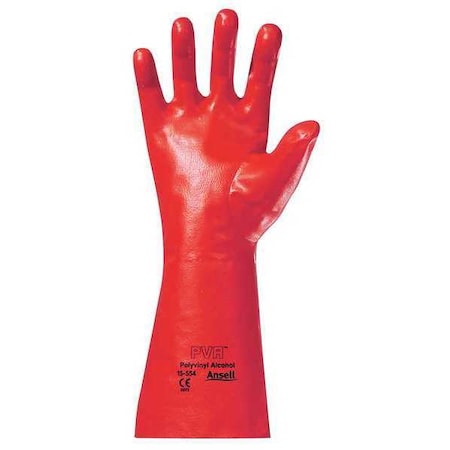 Solvex 15-554 Chemical Resistant Gloves, PVA, 14 in L, 37.5 mil, Red, 10, 1 PR