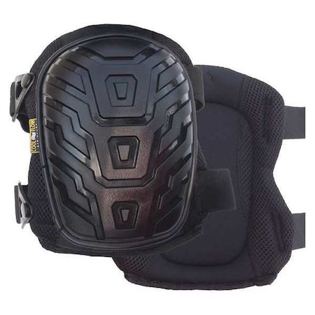 Knee Pad, Non-marring, Gel Pad, Plastic Cap, Clip Closure, 2 Straps, Black, Universal