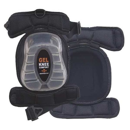 Knee Pad, Non-marring, Gel Pad, Plastic Cap, Clip Closure, 2 Straps, Black, Universal