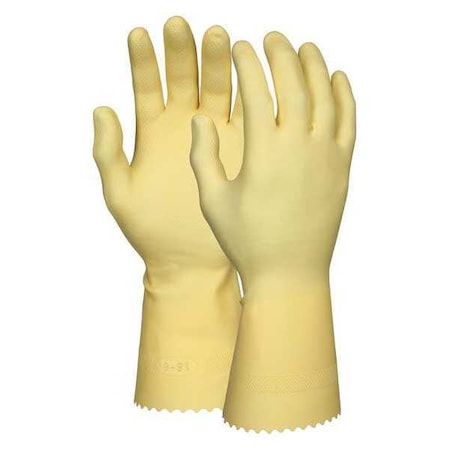 5090E Chemical Resistant Gloves, Natural Rubber Latex, 12 in L, 16 mil, Amber, L, 1 PR