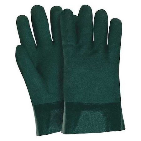 6421 Chemical Resistant Gloves, PVC, 10 in L, Not Rated, Green, L, 1 PR