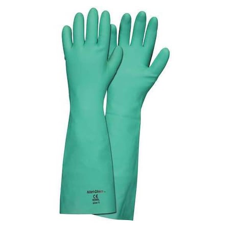 Nitri-Chem Chemical Resistant Gloves, Nitrile, 18 in L, 22 mil, Green, XL, 1 PR