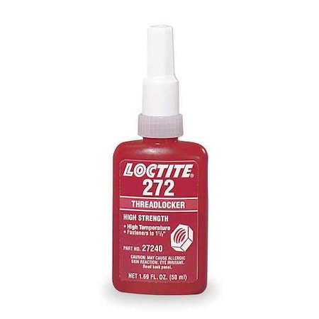 Threadlocker, LOCTITE 272, Red, High Strength, Liquid, 50 mL Bottle