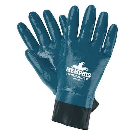Chemical Resistant Gloves, Nitrile, 11 in L, 15.00 mil, Blue, M, 12 PK