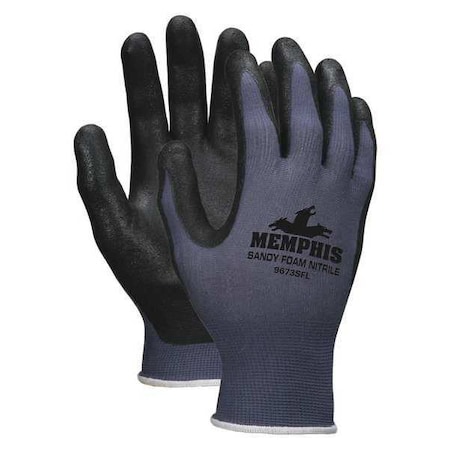 Coated Gloves, Foam Nitrile, Sandy, Palm, 0 Abrasion Level, Blue, S (7) 1 PR