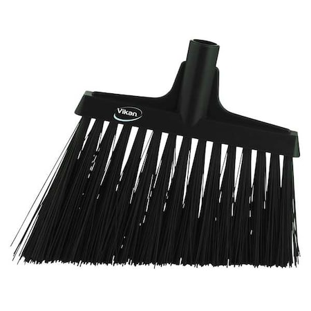 11 51/64 in Sweep Face Angle Broom, Stiff, Synthetic, Black
