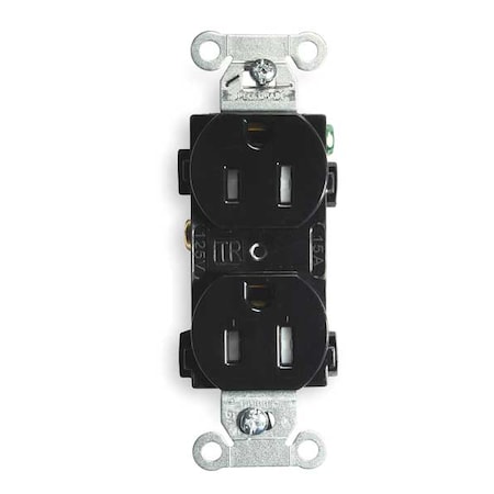 Straight Blade Receptacle, 5-15R, 15 A, 125V AC, 2 Pole, 3 Wire, Flush Mount, Grounded