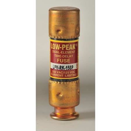 UL Class Fuse, RK1 Class, Time-Delay, 15A, 250V AC, Non-Indicating
