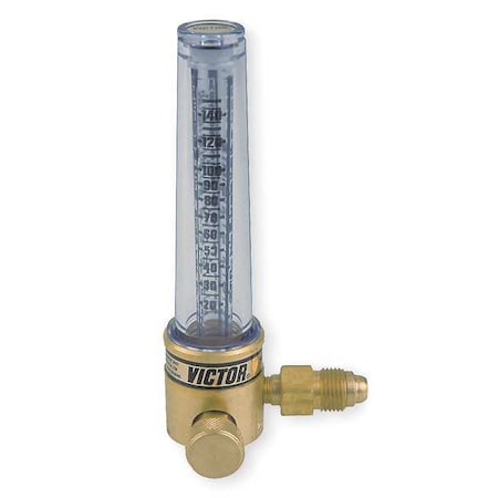 Flowmeter, Argon, Carbon Dioxide, Helium, Three Stage, 1/4 in Inlet, 5/8"-18 Outlet, 25 psi