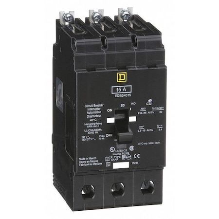 Miniature Circuit Breaker, E FRAME Series, 15A, 3 Pole, 277/480V AC, 25kA at 120V AC