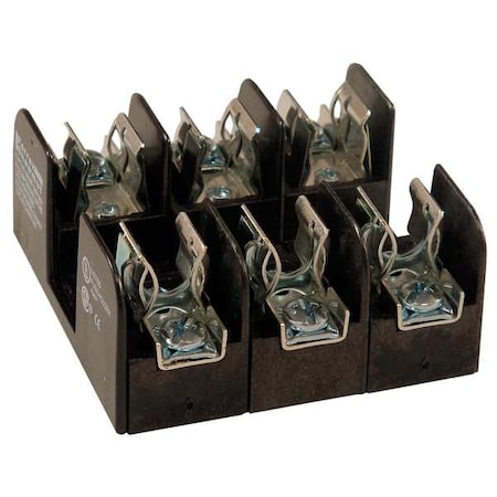 Open Fuse Block, 0 to 30A Amp Range, 250V AC/DC Volt Rating, 3 Poles, Pressure Plate