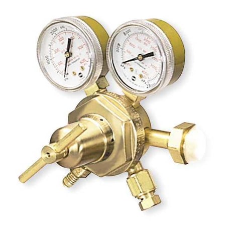 Gas Regulator, Nitrogen, Single Stage, 0.965"-14 Inlet, 1/4 in Outlet, 500 psi